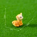 Adorable miniature yellow deer figurine for micro-landscapes shown with 1.8cm height dimension - Design No.4 / 1.8x1.8x1cm / Yellow