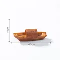Miniature Chinese-style wooden boat ornament, 4.1cm length, for fairy gardens and aquariums - Style 7 Awning Boat (4.1x1.4cm)
