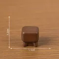 Miniature brown square stool for dollhouse DIY decor, size 1.1cm by 1.2cm - Small Faux Leather Stool