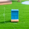 Blue miniature dollhouse door figurine for micro landscape DIY craft, size 4.9x3.2cm - Wooden Door and Floor (1#) / Blue/White/Light Brown