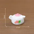 Teiera in ceramica in miniatura con motivo floreale rosa per decorare case di bambole - Teiera / Rosa