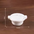 Miniature white ceramic casserole pot for dollhouse decor, measuring 5.4cm wide and 3cm tall - Removable Lid Series Pot / White Ceramic Soup Pot
