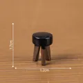 Miniature black and brown round stool for dollhouse micro landscape DIY decor - High Stool