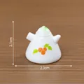 Mini teiera bianca in ceramica con motivo a frutti per decorazione di case bambole - Teiera / Verde