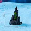 Miniature black reef rock with green moss for aquarium and DIY micro landscape decor - Style 5 Reef