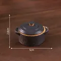 Miniature black ceramic casserole pot model for dollhouse DIY micro landscape decoration - Removable Lid Series Pot / Clay Braising Pot