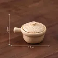 Detailed miniature ceramic casserole pot with lid and handle, size 5.7cm by 3.5cm - Removable Lid Series Pot / Medicine Boiling Pot