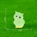 Miniature luminous light green owl figurine for garden DIY decor, 2.3cm tall - 2.3x1.6cm / Green