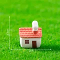 Miniature garden house ornament with red tile roof and chimney, 2.3cm height SKU - Style 1 House / 2.3x2cm