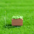 Miniature dollhouse vegetable crate figurine for fairy garden DIY accessory decoration - Green Leaf Wooden Crate (4#) / Brown/Green