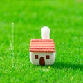 Miniature house figurine with red roof and chimney for micro landscape garden DIY - Style 2 House / 2.4x1.8cm