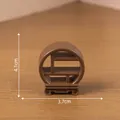 Miniature Chinese-style circular brown dollhouse display shelf, size 3.7x4.1cm - Hollow Round Cabinet
