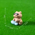 Miniature animal figurine with sunglasses and blue fish for DIY desktop decoration - 3x2.8x2.7cm / 2# Fishmonger Bear