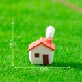 Miniature red roof house figurine with chimney smoke for fairy garden landscape DIY decor - Style 4 House / 2.4x1.8cm