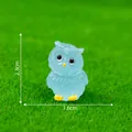 Glow-in-the-dark miniature light blue owl figurine for micro landscape decor, 2.3cm height - 2.3x1.6cm / Blue