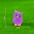 Miniature purple glowing owl figurine for DIY gardening and micro landscape decor 2.3cm - 2.3x1.6cm / Purple