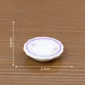 Piattino in miniatura per casa delle bambole con motivo floreale viola, diametro 2,2 cm - Piatto / Viola