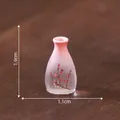 Miniature pink peach blossom glass vase for dollhouse DIY decor, 1.9cm height by 1.1cm width - 11# Peach Blossom Wine Pink