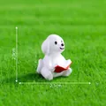 Miniature white dog figurine reading a red book for DIY dollhouse micro landscape - Reading Dog (12#)