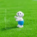 Miniature white dog figurine with blue pants 3.8cm height for dollhouse DIY decoration - Beach Dog (13#)