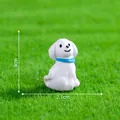 Mini white cartoon dog figurine with blue collar for micro landscape decor - Dog with Blue Scarf (16#)