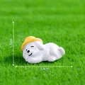 Miniature white dog figurine with yellow hat for dollhouse DIY landscape decor, 3.4cm - Sleeping Dog (17#)