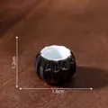 Vintage miniature black ceramic bowl for dollhouse decor with 1.8cm x 1.2cm dimensions - 1.2x1.8cm
