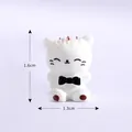 Miniature white resin cat figurine with black bowtie for micro landscapes, 1.6cm tall - White Cat Shape / White
