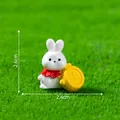 Miniatuur Alice in Wonderland wit konijn beeldje met een gouden klok, hoogte 2,6 cm - 11# Konijn Met Zakhorloge