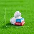Miniature cartoon white dog figurine on colorful books for dollhouse DIY decoration - Dog on Books (19#)