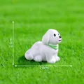 Miniature white cartoon dog figurine with green collar for micro landscape - Dog with Green Scarf (20#)