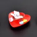 Miniatura di gatto bianco in una tazza a cuore rosso per decorazione micro paesaggio - Gatto Tazza Cuore No. 5