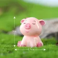 Pink cartoon pig resin figurine for succulent decoration, 3cm tall miniature ornament. - Pig Beauty (C0299)