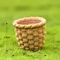 Cesta tejida en miniatura de resina marrón para decoración de micro paisajes jardín - Cesta de Bambú No.2