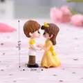 Hand-painted cartoon prince and princess couple figurines for home decor, 5.5cm height - Yellow Style / Yellow