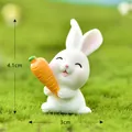 Figura de conejo blanco de resina con zanahoria para decoración de jardín, 4,1cm - Conejo con Zanahoria No.4