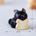 Cute sleepy black cat holding toast miniature figurine for micro landscape DIY decoration - Snoozing Cat / Snoozing Cat