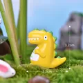 Cute yellow resin dinosaur figurine for miniature garden succulent landscape decor - Yellow