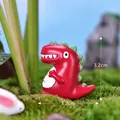 Miniature cute red resin dinosaur figurine for micro landscape fairy garden 3.2cm - Red