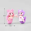 Miniature PVC mermaid couple figurines for DIY micro-landscape and bonsai decor - Open Eyes Pair / Purple Pink