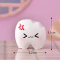 Cute angry tooth shaped resin figurine for DIY micro landscape and desk decor 3.1x3.2cm - Emotional Doll / Tooth Style 3 / White