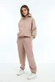 Tweedelig fleece trainingspak met hoodie met lange mouwen en bijpassende joggingbroek - Licht kaki