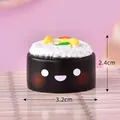Miniature resin sushi figurine with a cute smiley face and 3.2cm diameter dimensions - Emotional Doll / Sushi Style 6 / Black
