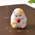 Cute chubby cat resin figurine holding an apple for micro landscape decoration - Spherical Cat (Eating Apple) / 3.1x2.5cm / White (Spotted)
