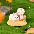 Cute miniature white resin rabbit figurine for micro-landscape gardening DIY, 4.4x3.7cm - No.3 Autumn Rabbit