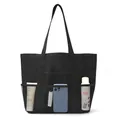 Bolsa de playa grande de malla negra con bolsillos para natación y gimnasio - Negro