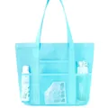 Bolsa de playa de malla azul cielo con bolsillos frontales para gimnasio - Azul cielo