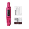 Fresa per unghie elettrica USB portatile con kit di punte e cilindri abrasivi per cura - USB (In Sacchetto) / Rosso rosa