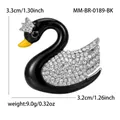Elegant black enamel swan brooch with sparkling rhinestones for women clothing - Crown Black Swan Shape (BR-189) / Black