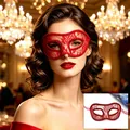 Elegante maschera in pizzo rosso da donna per feste in maschera, balli e eventi di Halloween - Rosso